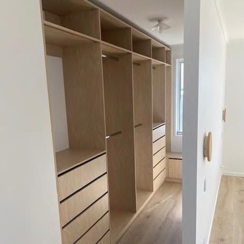 Timber finish walk-in robe